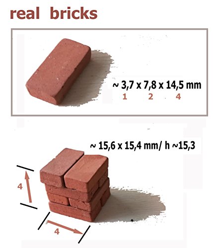 ALEA Mosaik Backsteine, Ziegel, 16x8x4mm, für Modellbau,. 500 echte Ziegel,