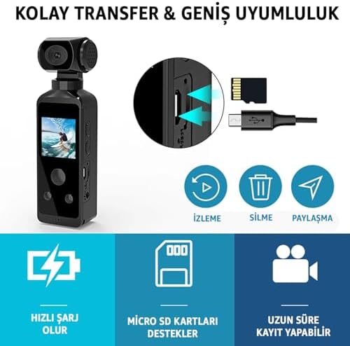 ROBEVE 4K Ultra HD Aksiyon Kamerası – 270° Geniş Açı - Döner Klips - Su Geçirmez Kılıf - WiFi Kamera - Dahili Mikrofon - Dahili Hoparlör - MİCRO SD Desteği - Görsel 7