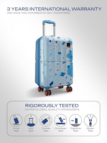 Image of Safari Tazzo 8 Wheels 55cm Cabin Size Trolley Bag, Hard Case Polycarbonate, 360º Wheeling Small Carry-on Luggage, Suitcase for Travel, Trolley Bags for Travel, Printed