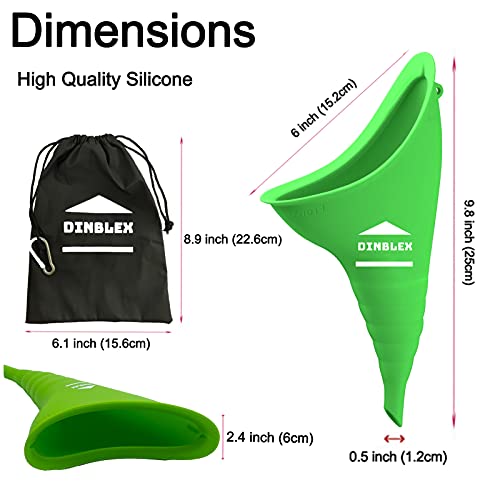 dinblex Female Urinal Portable Female Urination Device for Women Silicone Reusable Female Urinals for Car with Bag She Pee Standing Up Cup for Women for Outdoor Activities Camping Hiking Travel Green - Thumbnail 7