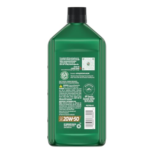 Image of Castrol GTX High Mileage 20W-50 Synthetic Blend Motor Oil, 1 Qt, Pack of 6