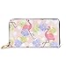 Produktbild JHGFG Mode Handtasche Reißverschluss Brieftasche Pink Flamingo Blumen Telefon Clutch Geldbörse Abendkupplung Blocking Leder Brieftasche Multi Card Organizer