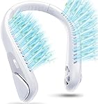 Jialexin Bladeless Personal Neck Fan, 6000mAh USB Rechargeable, Portable Hands-Free, Leafless Headphone Design, Three-Speed Settings for Sports, Outdoor, Women & Men - White