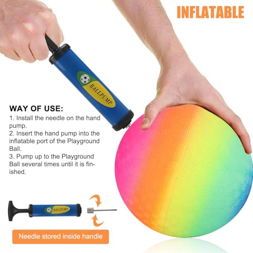 Lonimia PVC Regenbogen Ball - Bouncy Kickball, Fußball Softball, Mehrfarbiger Kinder Spielball Für Drinnen Und Draußen, Strandball Mit Pumpe