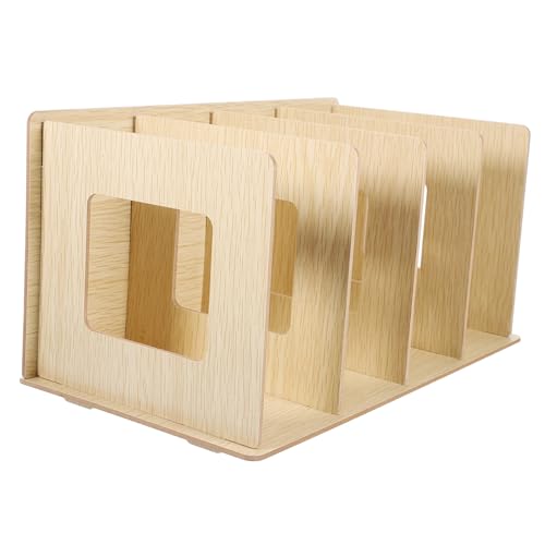 Angoily Multi-Functional Wooden Desktop Storage Rack for Books and Vinyl Records Creative Cd Display Stand for Home Office Dorm Use Lightweight and Design