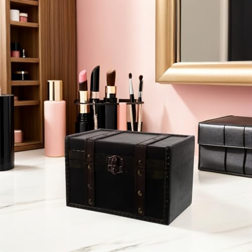 Coffret à bijoux vintage en bois avec serrure à code pour bureau - 6