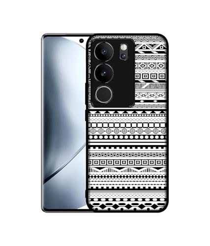 Image of Black & White Patterns Design Premium 2D Printed Metal Back Case Cover for Vivo V29 5G / V29 Pro 5G