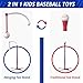HYES 3-in-1 Baseball Set for Kids 3-5 - Tee Ball Stand, Hanging Tee, Ball Launcher and 6 Softballs - Adjustable Height, Indoor/Outdoor Sport Gifts for Boys Girls, Blue