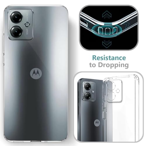 Image of COVERBLACK Soft Rubber Silicone Clear Back Cover for Motorola G14 - Transparent