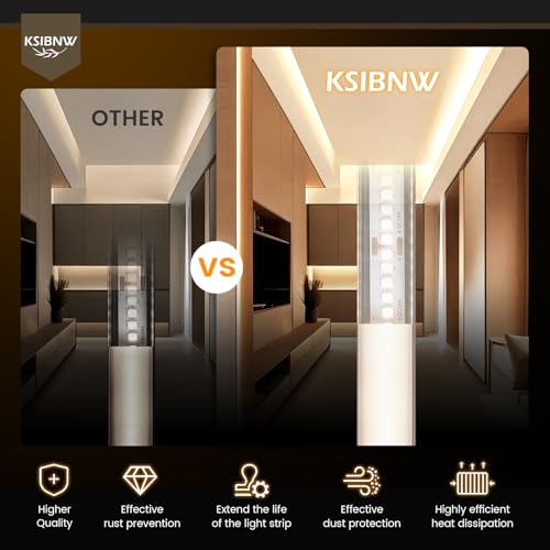 KSIBNW LED Profil Aluminium 1M 20Stück, U-Form Aluprofil Schiene Indirekte Beleuchtung Kanal mit Milchiger Abdeckung, Endkappen, Montageclips Diffusor für 8mm 10mm Breite LED Leiste Streifen Strip