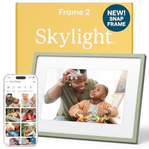 Image of Skylight Digital Picture Frame 2 - 10 inch Full HD Wi-Fi Touch Screen, 16GB Digital Photo Frame, Load Photos & Videos Directly from Phone, Anti-Glare - Ideal for Personalized Gifting, Classic Green