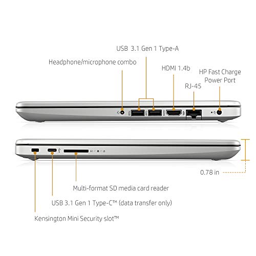 Hp 14" Hd Intel N4000 2.6Ghz 4Gb Ram 64Gb Emmc Webcam Windows 10 Laptop + 1 Year Microsoft Office, Silver, 14-14.99 Inches (7Mp91Ua) #TOP4