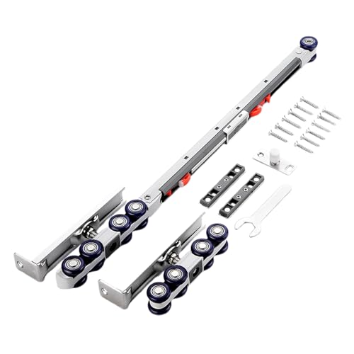 Sliding Door Track Kit - Barn Door Hardware, Wood Door Hardware | Heavy Duty Soft Close Sliding Kit, Rustic Stainless Steel Door Roller Track System, Ideal for Kitchen Closet Cupboard Bathroom