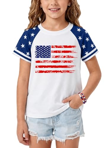 Image of YHHR Boys Girls USA Shirt 250 Anniversary Shirt for Girl 4th of July Shirts Toddler American Flag Patriotic Tee 5-12 Years