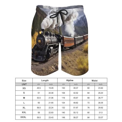 Mens Shorts Steam Locomotive Train Men Swim Trunks Quick-Dry Beach Shorts with Drawstring Pocket Bathing Suit2