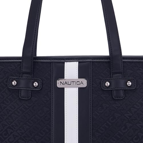 Image of Nautica Womens Lakeside Signature Jaquard Handbag | Checkerd Shoulder Bag With Zipper | Good Space, Zipper & Mobile Compartment Inside