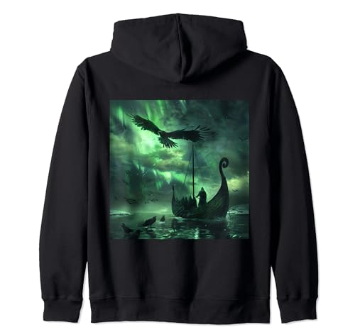 Vikingo Hugin & Munin Floki Valhalla - Barco vikingo vikingo Sudadera con Capucha