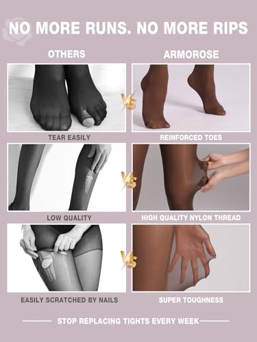 Image of Indestructible Tights for Women, Rip Resistant Durability T-Crotch Pantyhose Semi Sheer High Waist Stockings