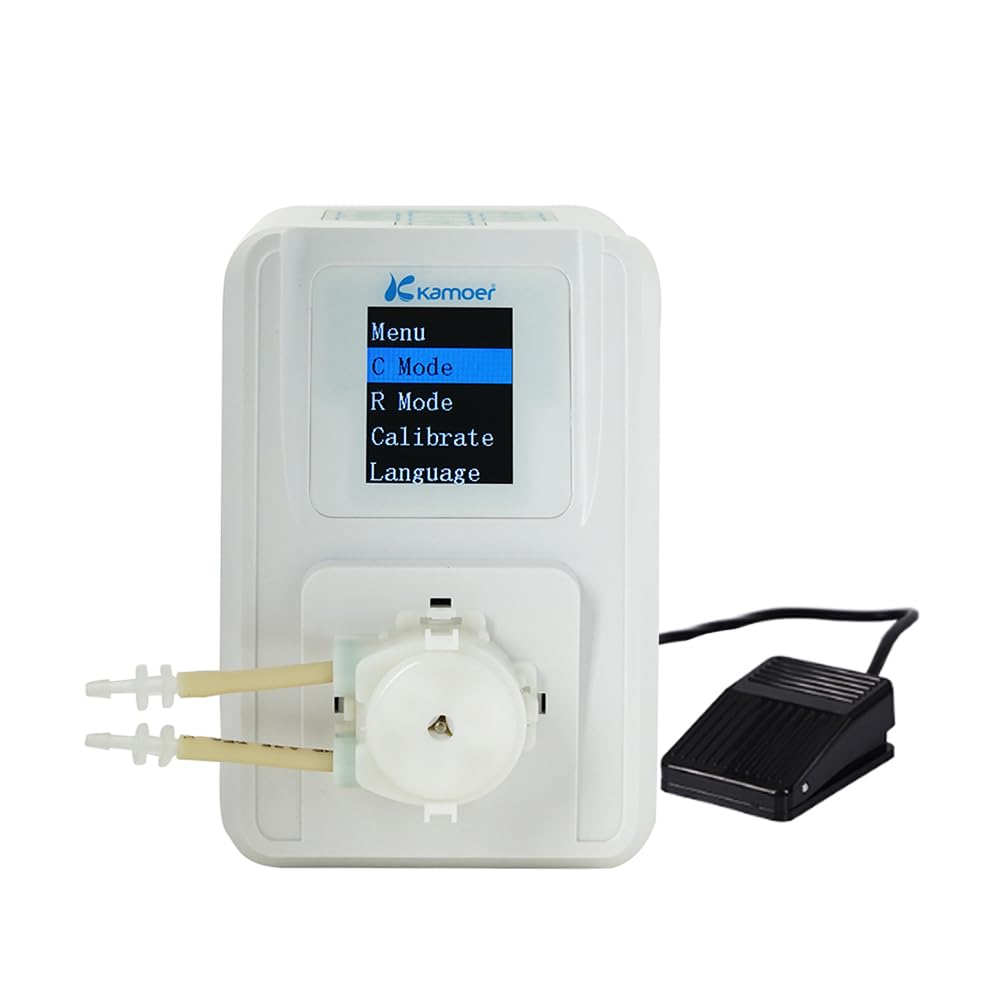 Kamoer M1-DC - Pompa per tubo flessibile intelligente 12 V DC, flusso basso regolabile, pompa dosatrice liquido programmabile con controllo per acquari da laboratorio ≥33 ml/min