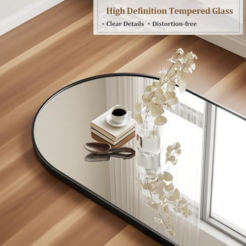 Image of Prywot Arched Full Length Mirror Free Standing, 57 inchx20 inch Floor Mirror, Black