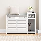 Cat Litter Box Enclosure with Top Opening - Hidden Litter Box Cabinet Furniture with Storage,Litter Box Enclosure with Soft Pads,23" x 19" x 16",White
