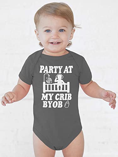 Reaxion Funny Cute Baby Boy Girl Party At My Crib Bodysuits | Handmade Clothes For Infant Newborns (New Lt Blue, 0-3 Months) #TOP1