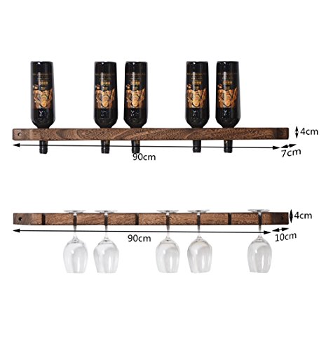 Soporte de vino de madera LUNEZY para pared set de 2 miniatura 2
