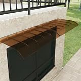 Pensilina da Esterno 120 200 300 150 110 100 cm, Tettoia in Policarbonato 3.5mm Trasparente/Marrone Pensiline per Porta e Finestra, Copriporta Antipioggia(Marrone,50x130cm)
