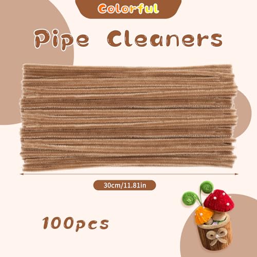 Image of ZXIIXZ Pipe Cleaners, 100Pcs Light Brown Chenille Stems for Crafts | Pipe Cleaner Bulk Limpia Pipas Crafting Supplies for Festivals Flower Making, DIY Home Decorations