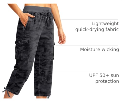 Image of Soothfeel Women's Cargo Capris Pants with 6 Pockets Lightweight Quick Dry Travel Hiking Summer Pants for Women Casual