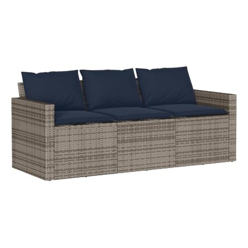 BOWERY HILL Outdoor 3-Seater Sofa, Poly Rattan, Powder-Coated Steel Frame,
