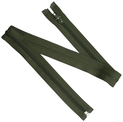AERZETIX - Juego de 5 Cremalleras de espiral N°5 70cm separables con cursor - en metal nylon poliéster - color verde militar - para costura manualidades creaciones textiles