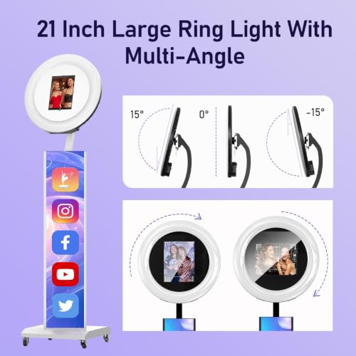 Image of Portable Photo Booth Machine Compatible with Any Ipad,White:Honeycomb | RGB Ring Lights,Music Sync,Free Custom Logo,2 Months ChackTok VIP