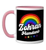 Zohran Mamdani Ceramic Mug, Pink/White, 11oz