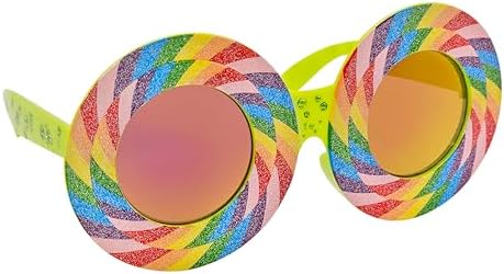 Sun-Staches Groovy Hippie Rainbow Sunglasses, Party Costume Accessory