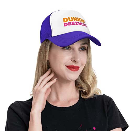 Dunkin Deez Nuts Hat - Funny Silly Party Trucker Hats - Vintage Novelty Crazy Retro Snapback Baseball Cap 2 Purple #TOP4
