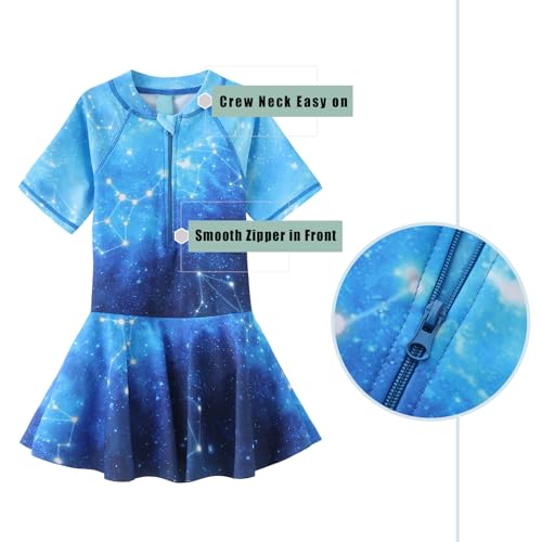 Image of Girls One Piece Swimsuits Bathing Suit for Kids Girls Summer Swim Dress Short Sleeve Swimwear 3-16 Years