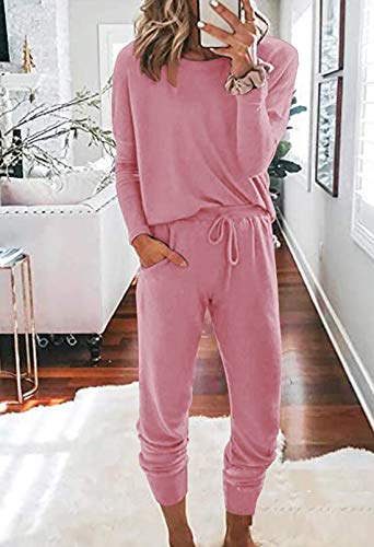 Pink Queen Women\'s 2 Piece Loungewear Set Outfits Casual Pullover Wear Sweat Pajama Suits XL Pink