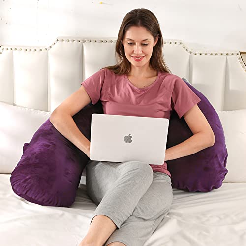 Battop Pregnancy Pillows For Sleeping,Pregnancy Must Haves Maternity Body Pillow With Cooling Washable Cover,New Mom Gifts For Women,Support For Back,Hips,Legs,Belly For Pregnant Women(Dark Purple) #TOP6