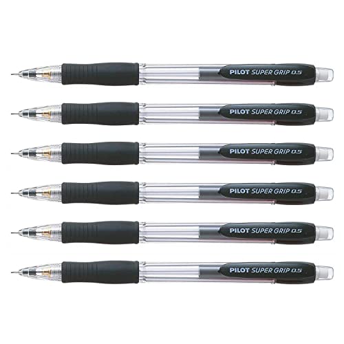 Pilot - Lote de 6 portaminas Super Grip H-185SL 0,5 mm, cuerpo negro