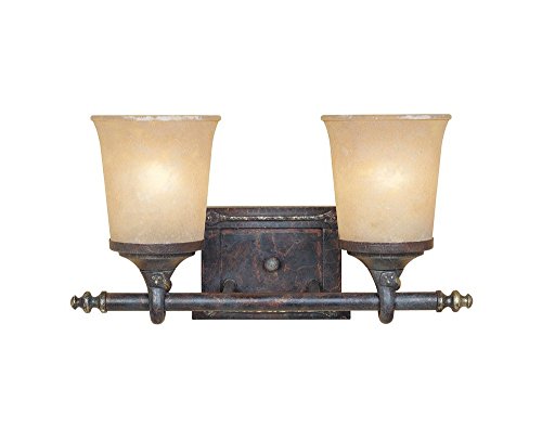 Designers Fountain 97302-WSD 17.5in Austin 2-Light Bathroom Vanity Light Fixture, Weathered Saddle