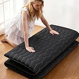 Vibe bear Premium Foam Japanese Futon Floor Mattress Queen Size 60"x 80",100% High Density Foam Comfortable Floor Mattress,3.2" Thicken Foldable Sleeping Pad,Dormitory Tatami Mat (Black)