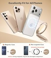 TORRAS Magnetischer Handy-Griff-Ringständer, bequemer Silikonring, kompatibel mit MagSafe-Zubehör, 4-in-1-Ständer für iPhone 17 Pro Max 16, 15, 14, 13, Android, Roségold – Ansicht 7
