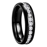 Wycian Anillos de acero de titanio para hombre y mujer, anillo de boda con circonita cúbica blanca, 7 mm, talla J 1/2 - V 1/2, J 1/2, acero de titanio, Sin piedra preciosa