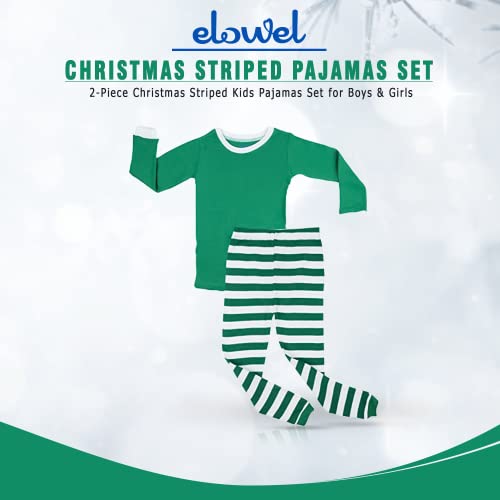 Elowel Boys Girls Striped 2 Piece Kids Pajamas Set 100% Cotton 6M-12Y2