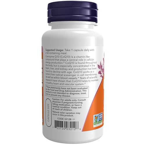 Image of NOW Foods Supplements, CoQ10 100 mg with Hawthorn Berry, Pharmaceutical Grade, All-Trans Form produced by Fermentation, 90 Veg Capsules