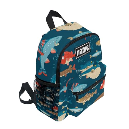 Custom Kid's Name Backpack, Colorful Fish Toddler Backpack for Daycare Travel Personalized Name Preschool Book Bag Children Kindergarten Bag for Boys Girls2