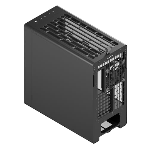 Image of HAVN BF 360 Flow High Airflow ATX Mid Tower PC Case, Semi-Open SGCC Steel Frame, SimpliCable Cable Management, 2X 180mm Fan, 1x 140mm Fan 360mm Radiator Mounts, Magnetic Panels - Black