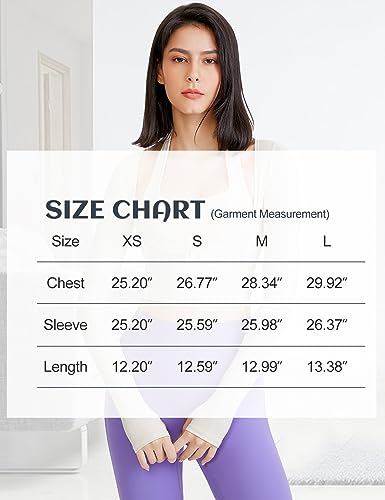 Flygo Yoga Shirts With Built In Bra Cutout Padded Crop Tops Long Sleeve Gym T Shirt For Women Workout(Beige-S) #TOP4