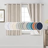 PrinceDeco Blackout Curtains for Bedroom 100% Black Out Curtains 54 Inch Long Anti Rust Grommet Thermal Insulated Drapes Privacy Protection 2 Panels Set,52' W x 54' L,Natural